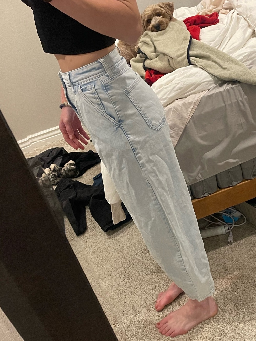 Free People Light Wash Baggy Crop Jeans - Picture 2 of 5